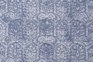 P Kaufmann Jaipur Printed Cotton Linen Drapery Fabric in Blue Clay 