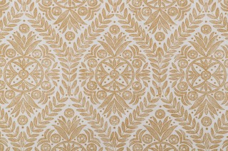 P Kaufmann Pavillion Trellis Printed Cotton Linen Drapery Fabric in Turmeric 