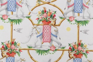 Harrison Howard Before The Raj Printed Cotton Drapery Fabric in Ivory 