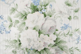 P Kaufmann Battersea Bouquet Printed Polished Cotton Drapery Fabric in Mist Green 