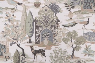 P Kaufmann Shalimar Garden Printed Cotton Drapery Fabric in Celadon 