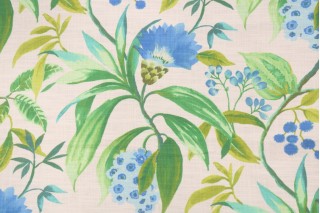 Covington Azalea Printed Cotton Blend Drapery Fabric in 590-Cornflower