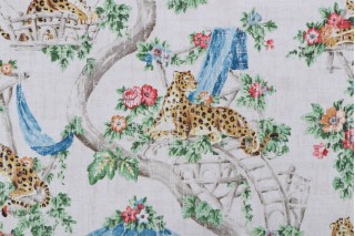 Kaufmann Lazy Days Printed Cotton Twill Drapery Fabric in Limestone