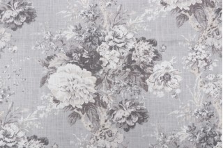Waverly Ballad Bouquet Printed Linen Blend Drapery Fabric in Platinum
