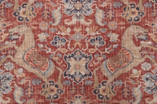 P Kaufmann Nangchen Pony Printed Cotton Linen Drapery Fabric in Crimson 