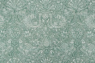 P Kaufmann Huma Printed Cotton Linen Blend Drapery Fabric in Juniper 