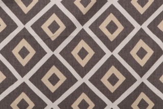 Sample of Thibaut Carole F99191 Printed Linen Blend Drapery Fabric in Grey 