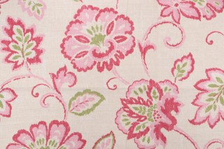 Thibaut Alexa F94918 Printed Linen Blend Drapery Fabric in Pink 
