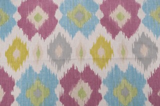 Thibaut Bimini Ikat F95731 Printed Linen Blend Drapery Fabric in Grey 