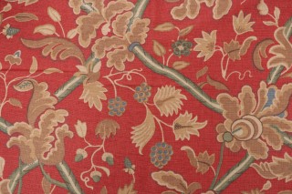 Thibaut Denmark F96032 Printed Cotton Blend Drapery Fabric in Red and Cream 
