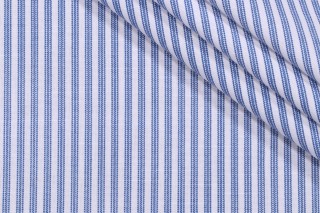 Sample of PK Lifestyles Everyday Ticking Printed Cotton Drapery Fabric in Luna 