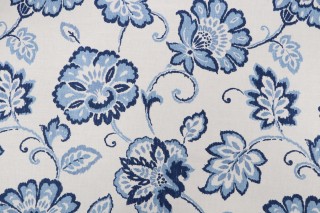 Thibaut Alexa Printed Linen Cotton Drapery Fabric in Navy and White F94920