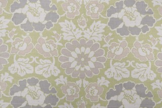 Anna French Shima AF2586 Printed Linen Blend Drapery Fabric in Apple Green for Thibaut