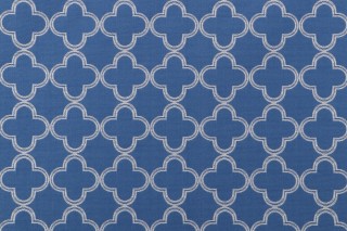 Thibaut Charm Decorator Fabric in Ivory on Royal Blue W74350