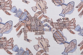 Okeonos Printed Cotton Drapery Fabric in White