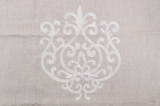 Thibaut Arran AW2576 Embroidered Drapery Fabric in Flax