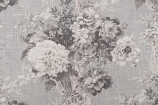 Waverly Ballad Bouquet Printed Linen Blend Drapery Fabric in Platinum