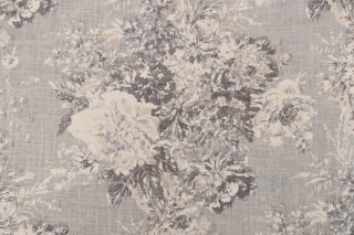 Waverly Ballad Bouquet Printed Linen Blend Drapery Fabric in Platinum
