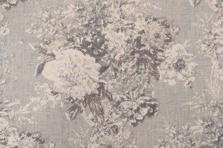 Waverly Ballad Bouquet Printed Linen Blend Drapery Fabric in Platinum