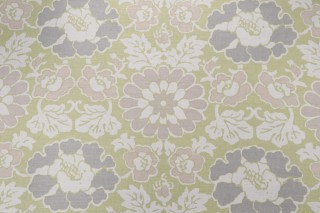 Anna French Shima AF2586 Printed Linen Blend Drapery Fabric in Apple Green for Thibaut