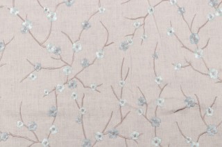 Rosales Embroidered Drapery Fabric in Mist