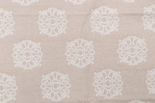 Flower Tops Woven Upholstery Fabric in Twine