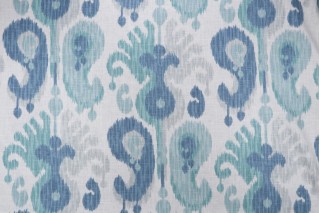 Kaufmann Salma Printed Linen Blend Drapery Fabric in Blue Moon