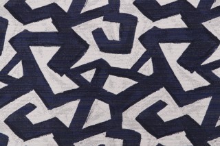 Crypton Fretwork High Performance Woven Upholstery Fabric in Indigo