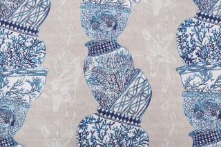 Kaufmann Cote D'Azur Printed Cotton Drapery Fabric in Ocean 