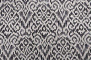 Williamsburg Thompson Ikat Printed Linen Blend Drapery Fabric in Pewter