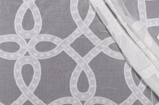 Thibaut Rope Madras AW1382 Sheer Drapery Fabric in Ivory