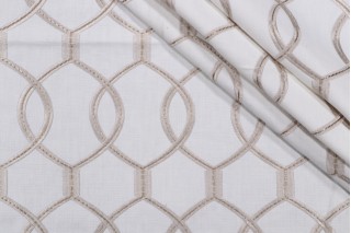 Hourglass Embroidered Drapery Fabric in Snow
