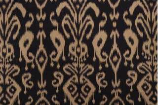 Anna French Bravado Ikat W85371 Damask Upholstery Fabric in Black for Thibaut