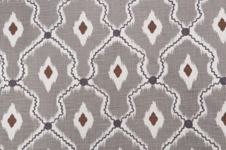 PK Lifestyles Ikat Stitchery Printed Stitched Cotton Drapery Fabric in Shadow