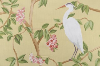 Covington Heron Printed Cotton Drapery Fabric in 8-Daffodil 