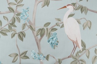 Covington Heron Printed Cotton Drapery Fabric in 545-Mineral 