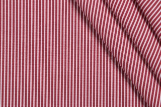 Magnolia Home Oxford Stripe Printed Cotton Drapery Fabric in Scarlet 