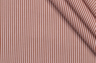 Magnolia Home Oxford Stripe Printed Cotton Drapery Fabric in Cinnamon 