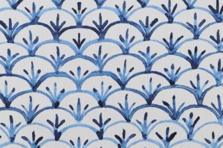 Hamilton Everly Printed Cotton Drapery Fabric in Blue 