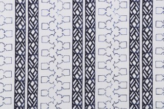 Hamilton Dynasty Printed Cotton Drapery Fabric in Ink 