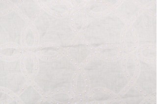 Thibaut Salina Ribbon AW376 Embroidered Drapery Fabric in White
