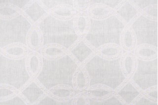 Thibaut Salina Ribbon AW376 Embroidered Drapery Fabric in White