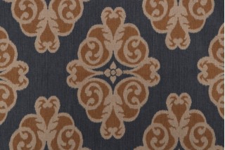 Thibaut Montgomery F96012 Printed Linen Blend Drapery Fabric in Navy