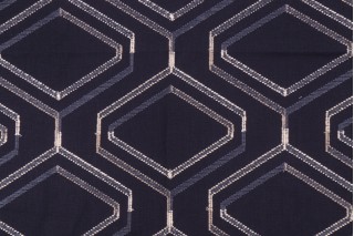 TFA Inside Out Embroidered Drapery Fabric in Ink (Blue)