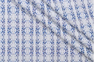 Hamilton Rye Printed Cotton Drapery Fabric in Sapphire