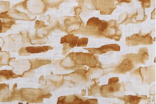 Fabricut Print Works Printed Linen Blend Drapery Fabric in Amber Gold 