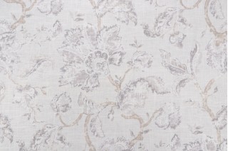 Jaclyn Smith Floral Printed Linen Blend Drapery Fabric in Ash for Trend 