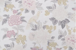Jaclyn Smith Asian Floral Printed Drapery Fabric in Heather for Fabricut 
