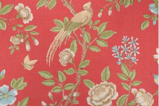 Thibaut Newman Printed Linen Drapery Fabric in Pink F94706