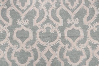 Thibaut Barrowgate F94714 Printed Linen Blend Drapery Fabric in Aqua